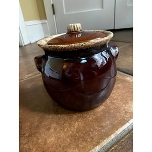 Brown Vintage Cooking Pot with Lid